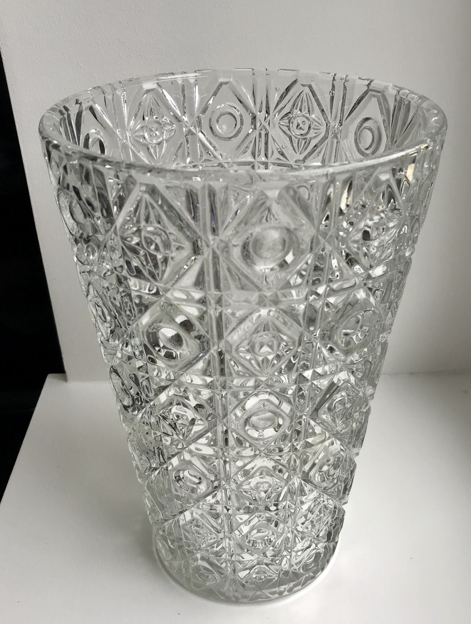 Large molded glass vase 50s art deco style