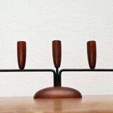 Teak candlestick in mid-century Danish string style, 1960s.
