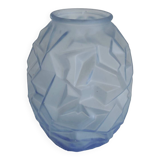 Vase Art Déco verre bleu