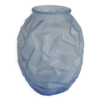 Vase Art Déco verre bleu