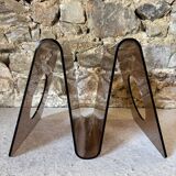 Smoked Plexiglas magazine rack by Michel Dumas for Roche Bobois 1970