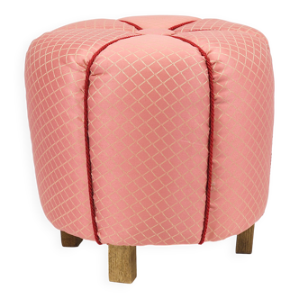 Pink Art Deco Stool / Tabouret / Pouf / Ottoman, Vienna, Austria, 1930s