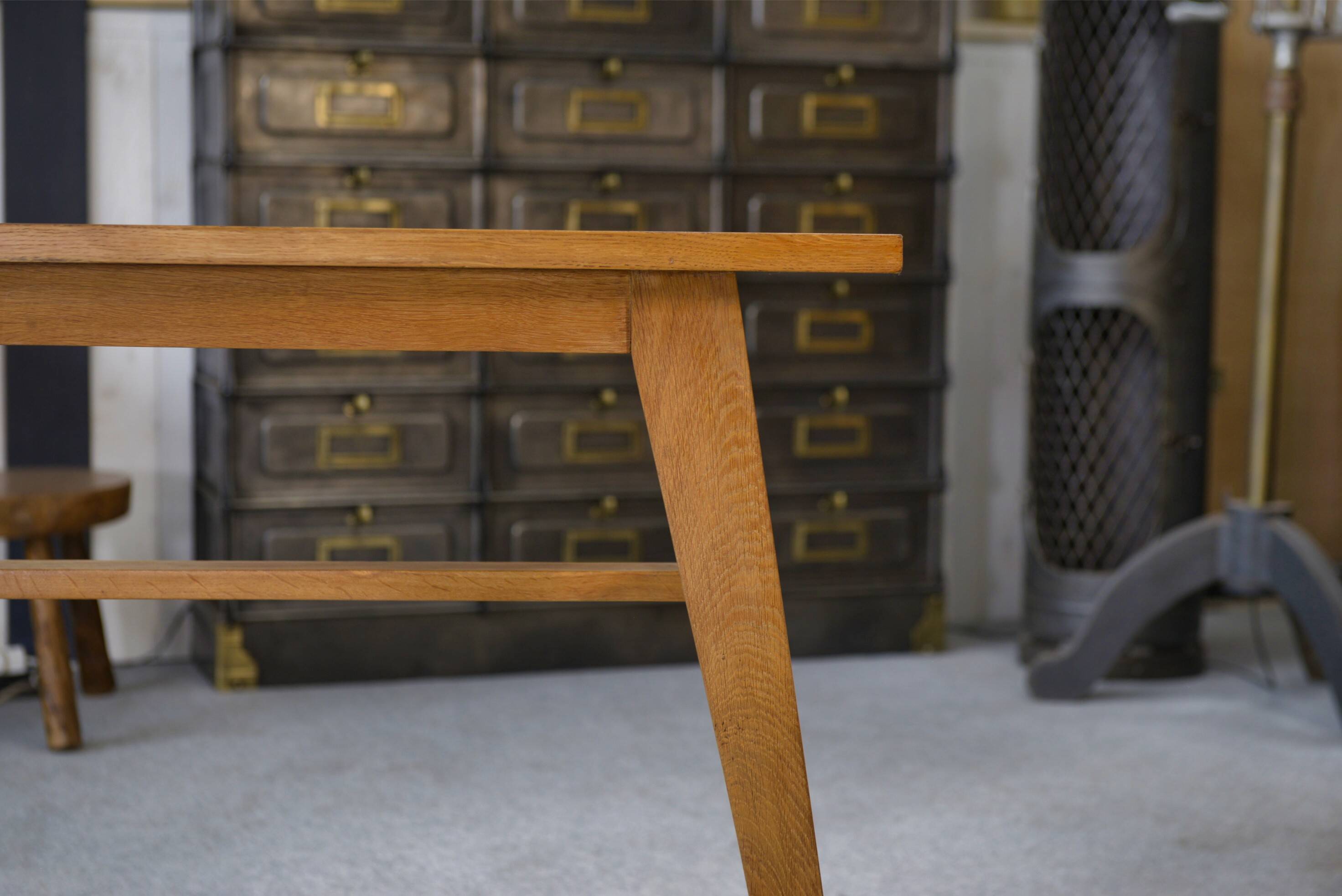 Oak side table with compass legs, 1960s