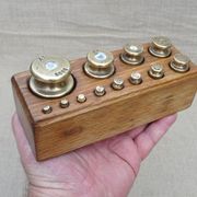 Old box 12 weight flat head brass from 1g to 500g for complete scale