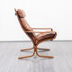 Fauteuil scandinave, cuir et bois