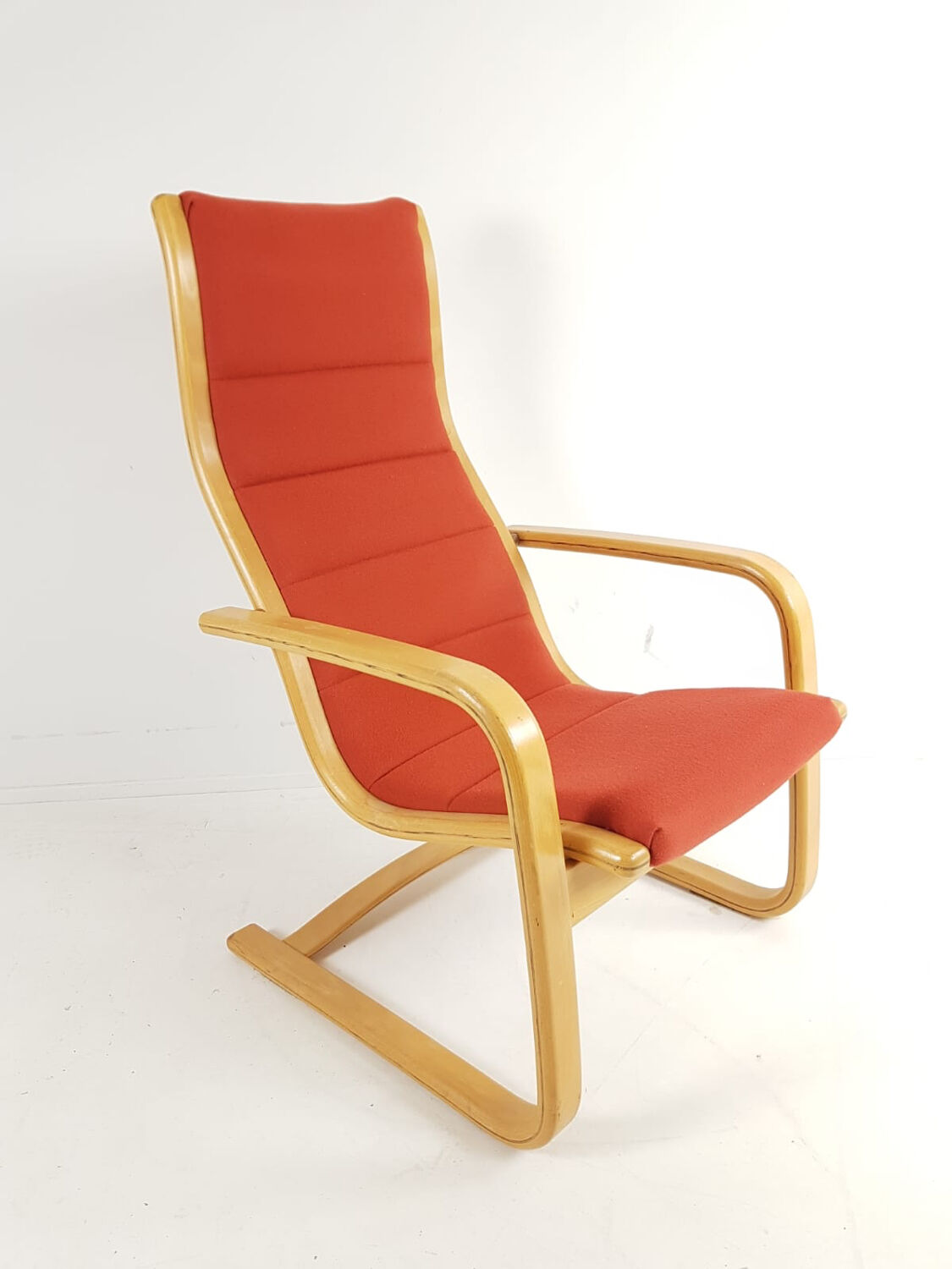 Yngve Ekström Scandinavian armchair orange terracotta wool