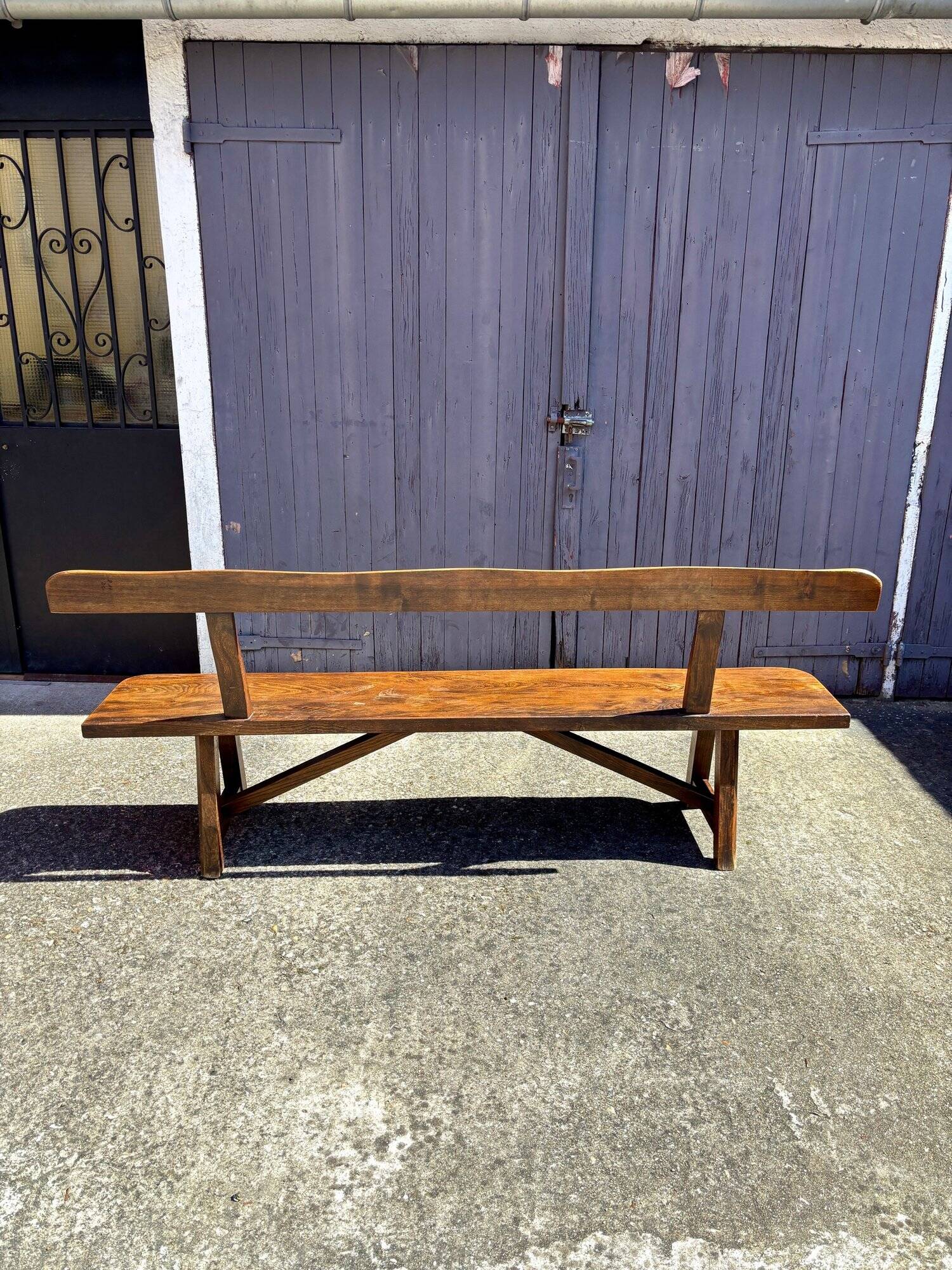 Banc en bois foncé Aranjou années 1980
