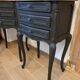 Pair of Louis XV style bedside tables with matt black patina