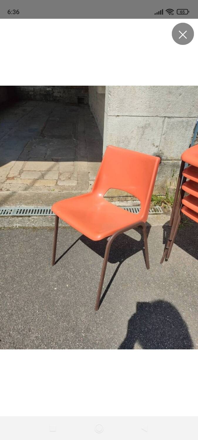 6 orange chairs