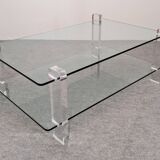 Table basse en verre et lucite de Karl Springer, USA vers 1980