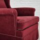 Chaise danoise à dossier haut, années 1970, velours rouge cerise, pieds en bois de frêne.