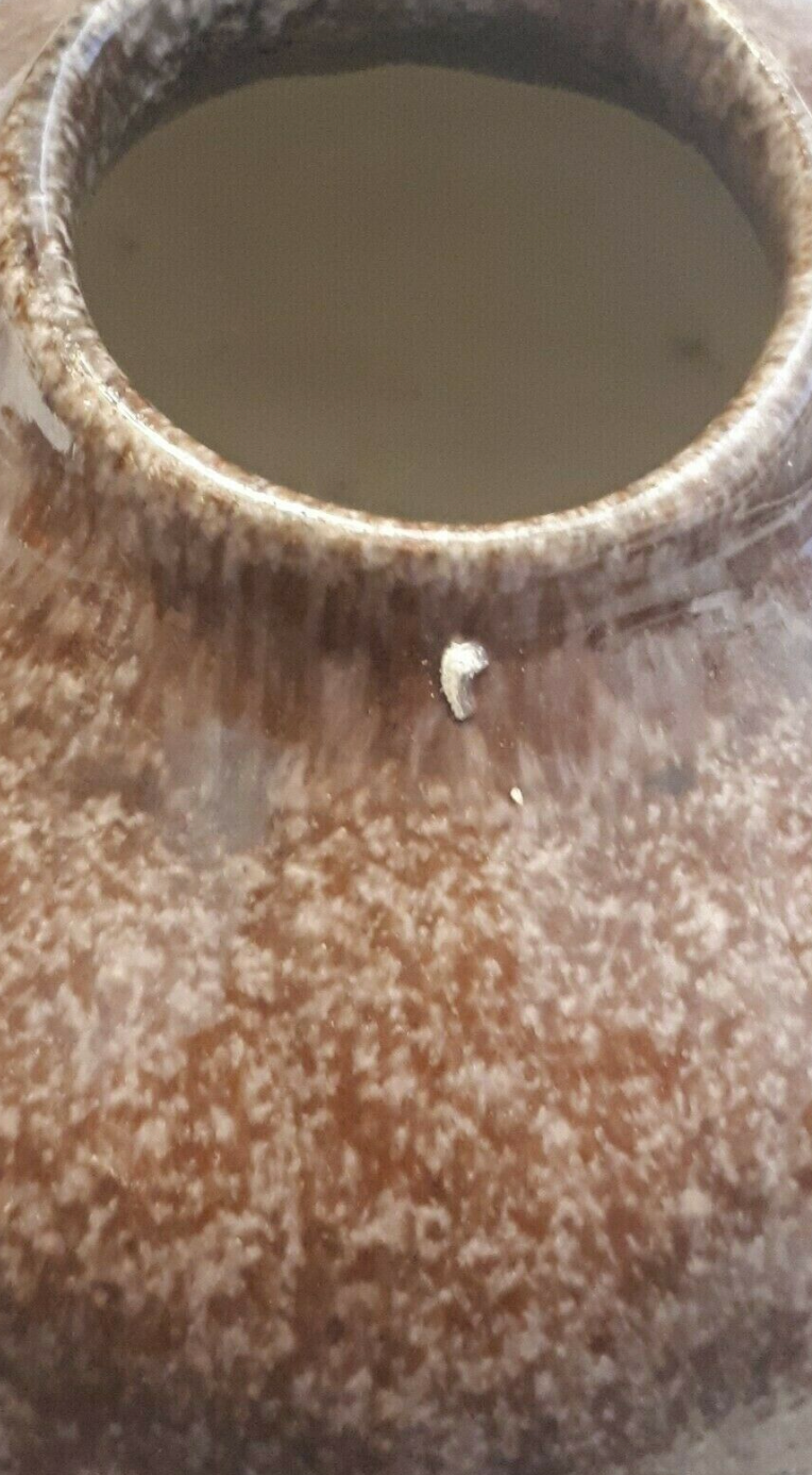 Vase soliflore stoneware antique enamelled brown coconut vintage 1976