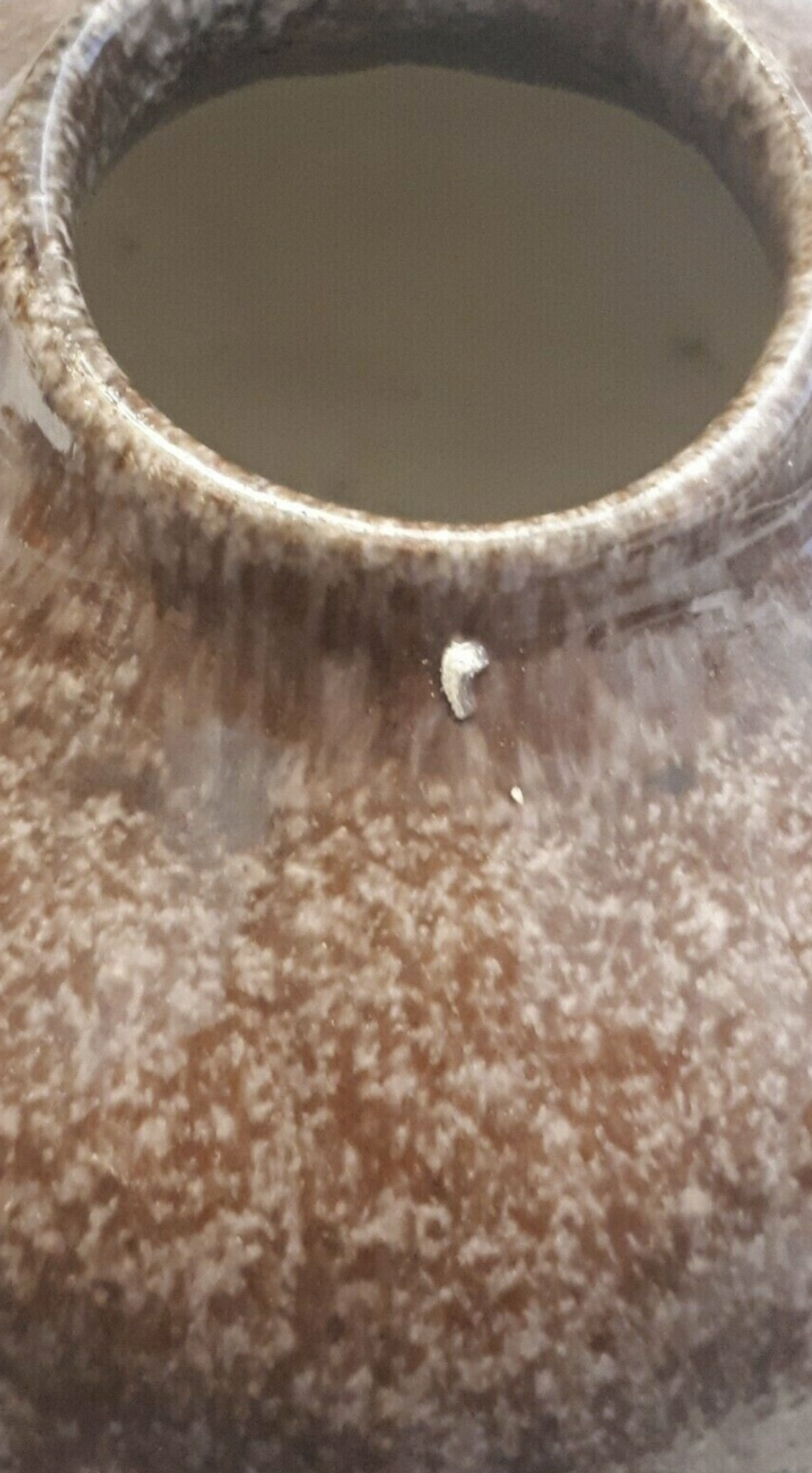 Vase soliflore grès chiné émaillé brun noix de coco vintage 1976