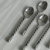 5 small twisted silver metal teaspoons