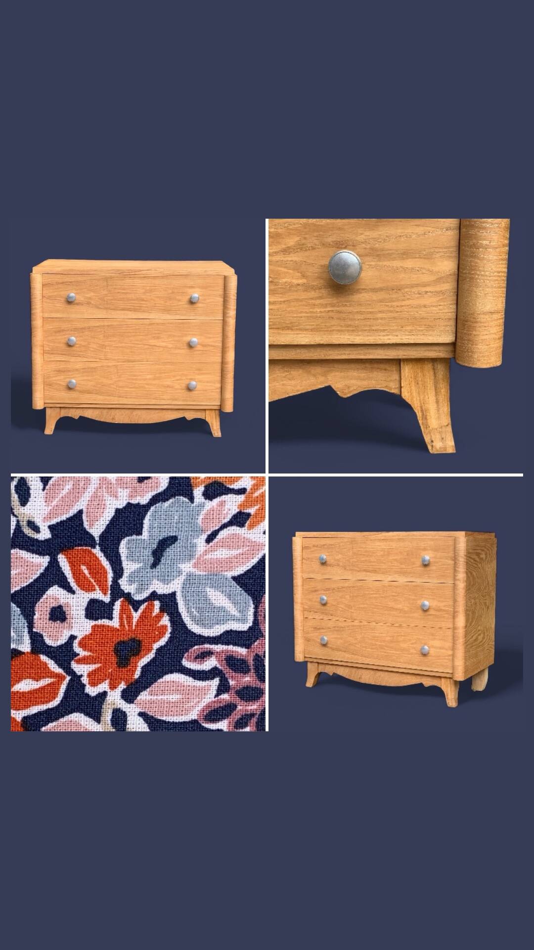 Raw oak art deco chest of drawers