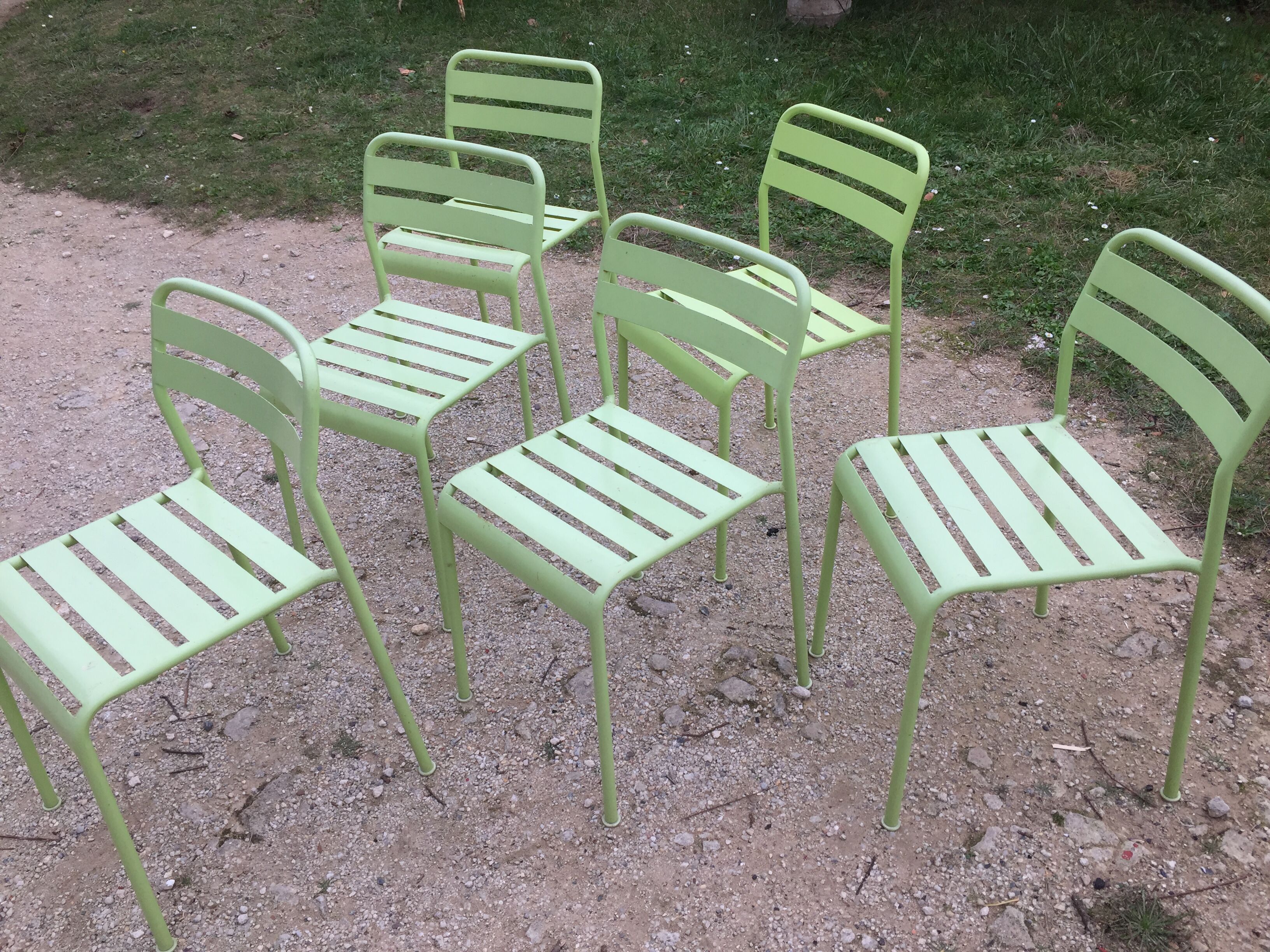 Six Roxö metal stackable chairs by Ola Wihlborg for Ikea 2010