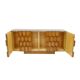 Mid-Century Modern Style Oak Wood and Black Glass Italian Sideboard