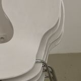 Set of 4 living room chairs in curved wood veneer and chrome base from the 70s.