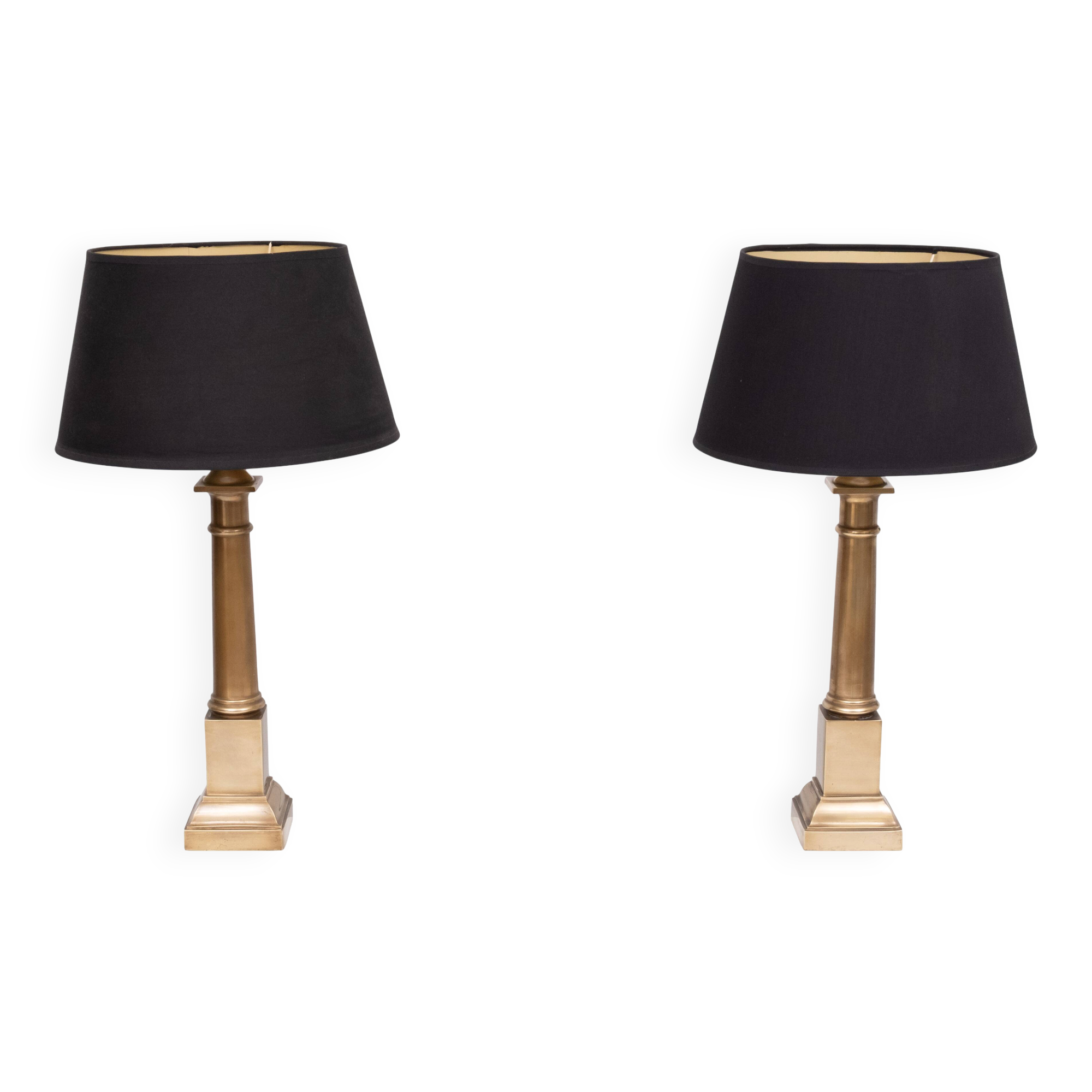 A set of Two Bronze Doric column table lamps 1960s France