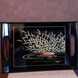 Japanese tray made of real laqué wood with its original box