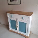 Small old sideboard painted blue and white