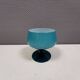 Vintage turquoise glass pedestal bowl Carlo Moretti Italy 1960s