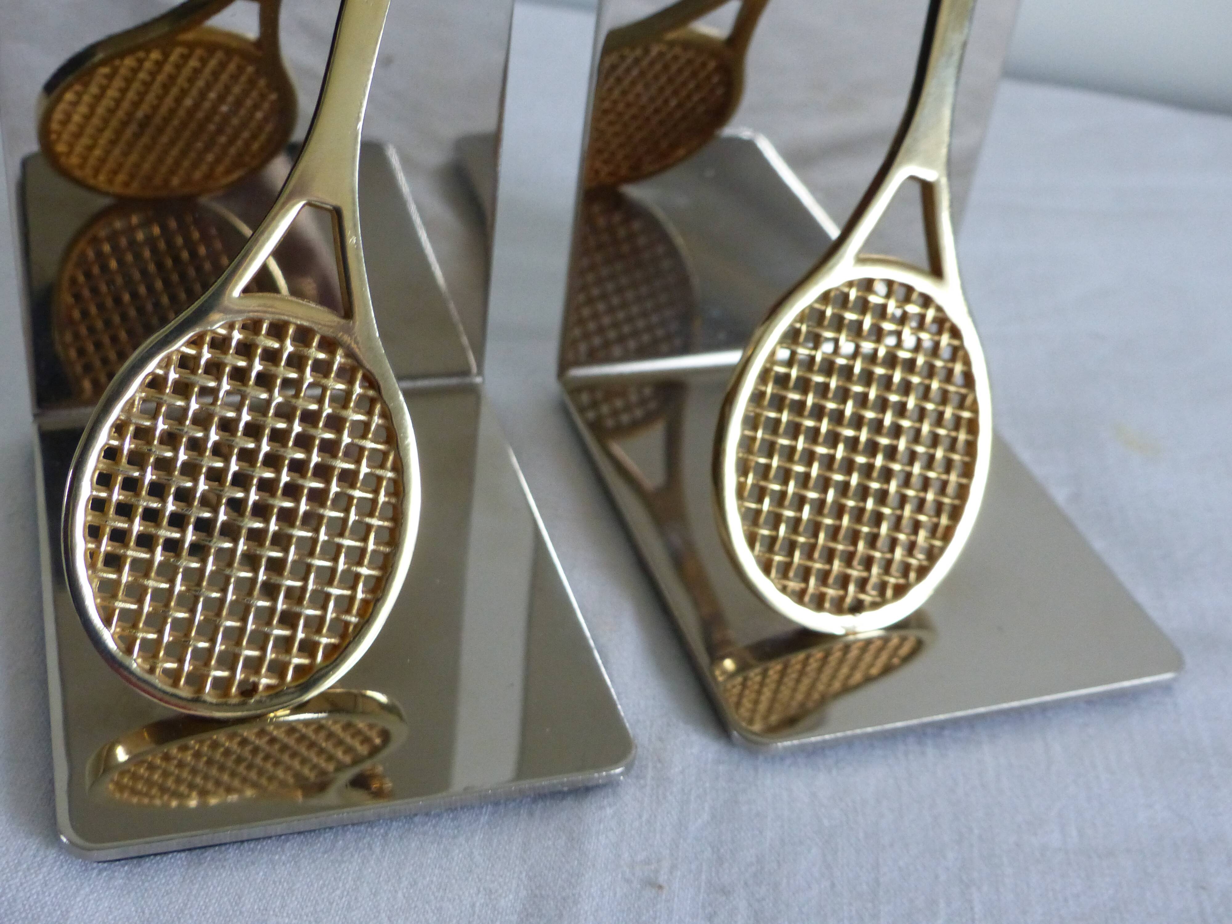 Pair of bookends, tennis racket.