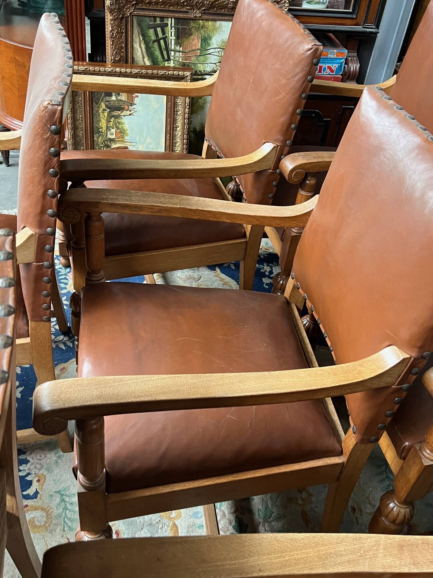 Set of 8 Renaissance-style armchairs.