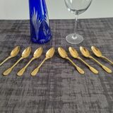 Set of 8 golden dessert spoons by Christofle, model "with fillet"