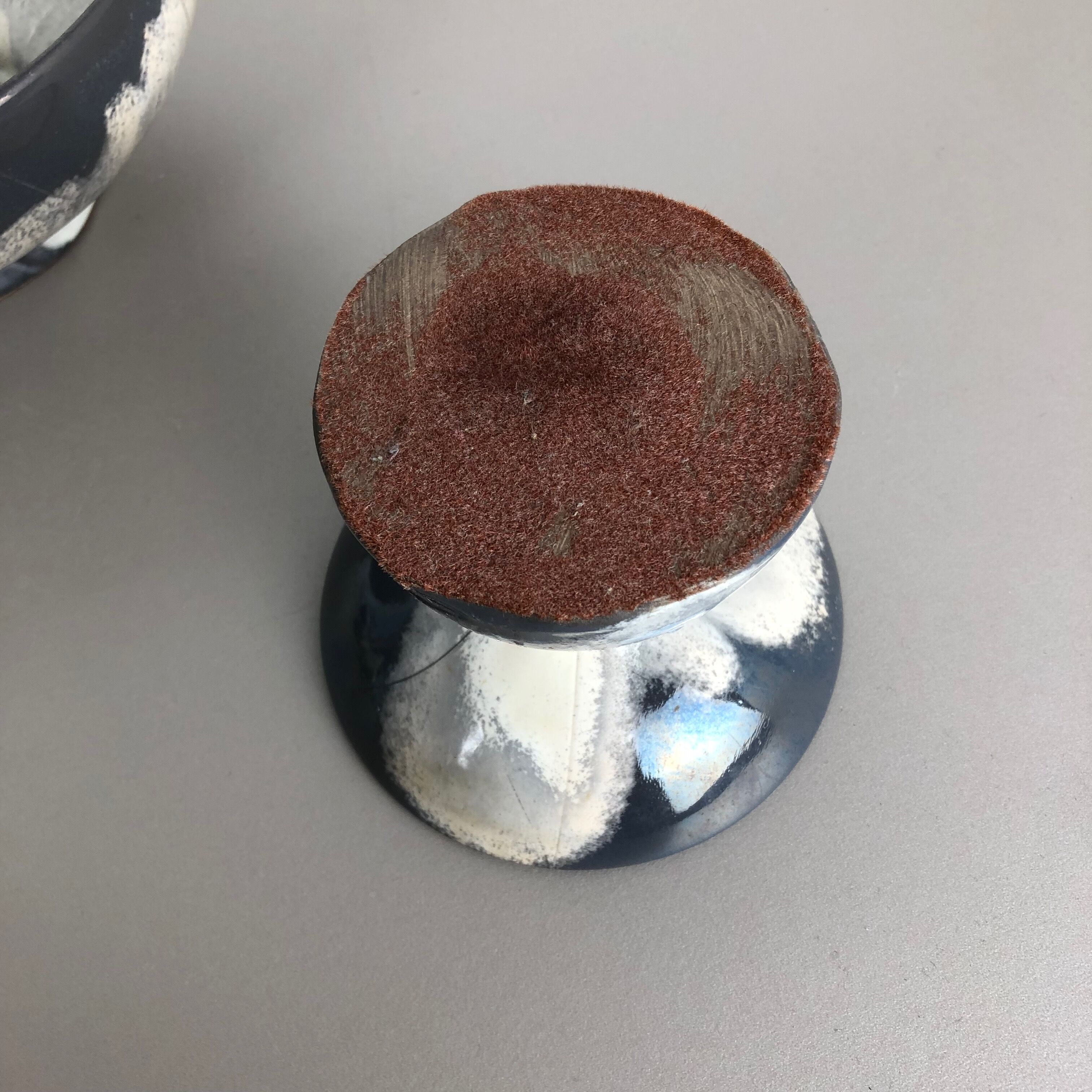 Set of 3 grey ceramic studio pottery vase objects by Otto Keramik, Germany 1980s