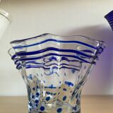 Trio of vintage blown glass handkerchief vases