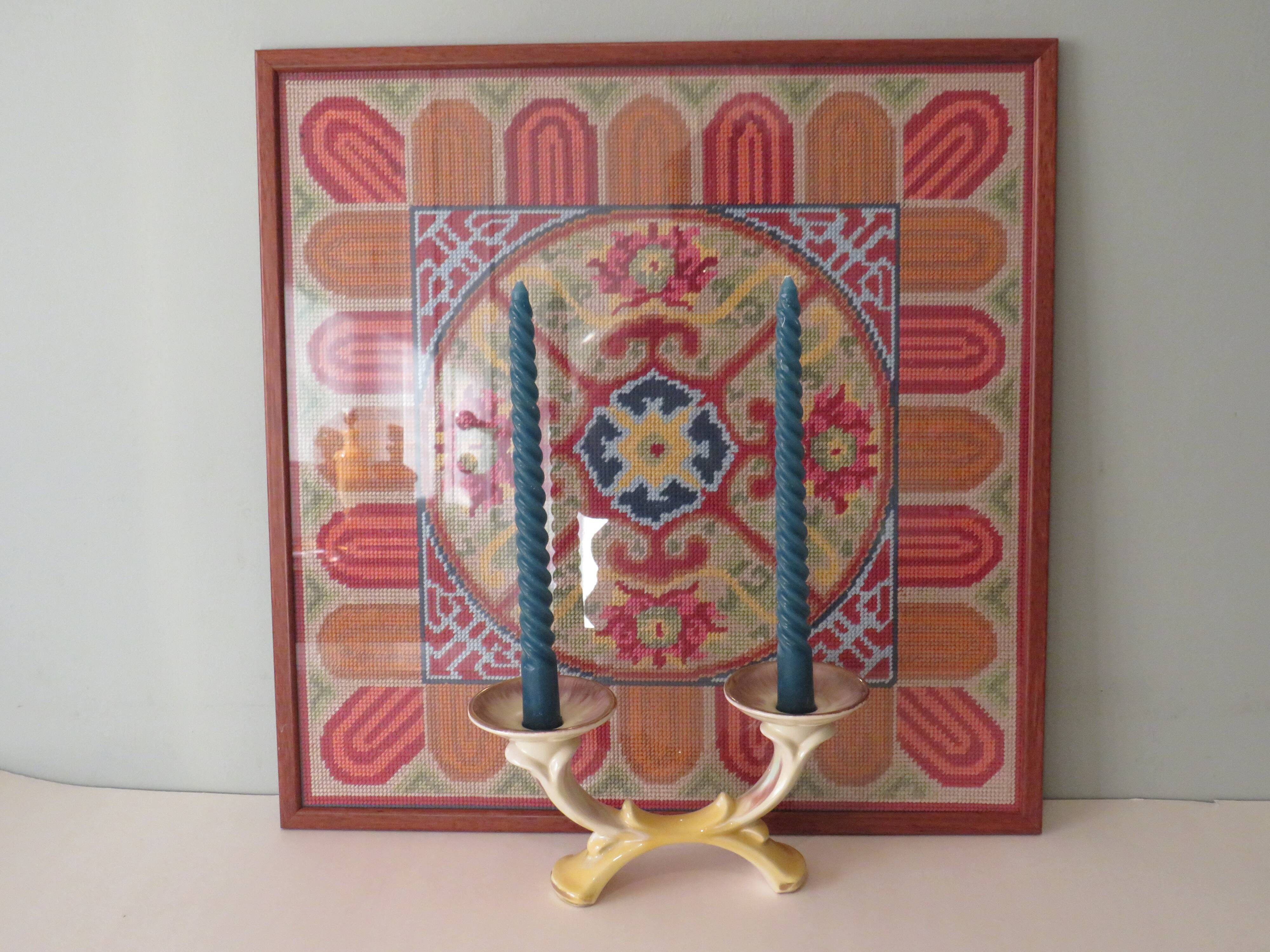 Set of 2 ceramic candle holders in the early twentieth century.