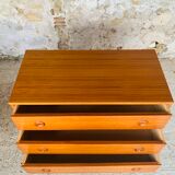 Vintage chest of drawers, Scandinavian teak style, circa 60 metal feet