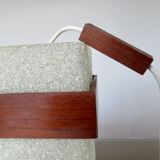 Pair of Scandinavian pendant lights in teak and perspex, 1970s.