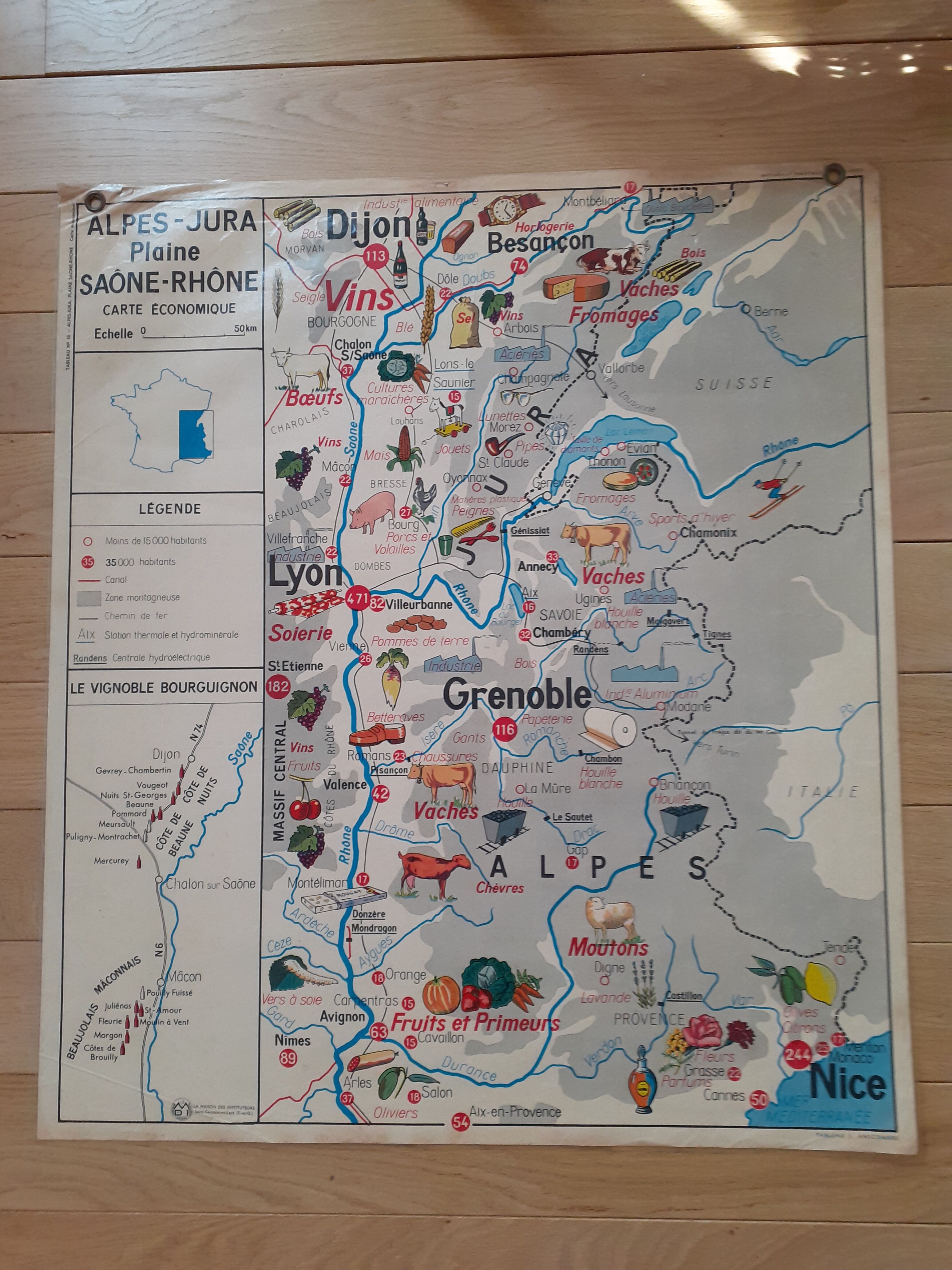 Educational map Aquitaine Basin Pyrenees Jura Alpes Rhone Valley