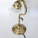 "swan neck" lamp in bronze and brass from 1900