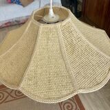 Vintage 1970s woven wicker pendant light