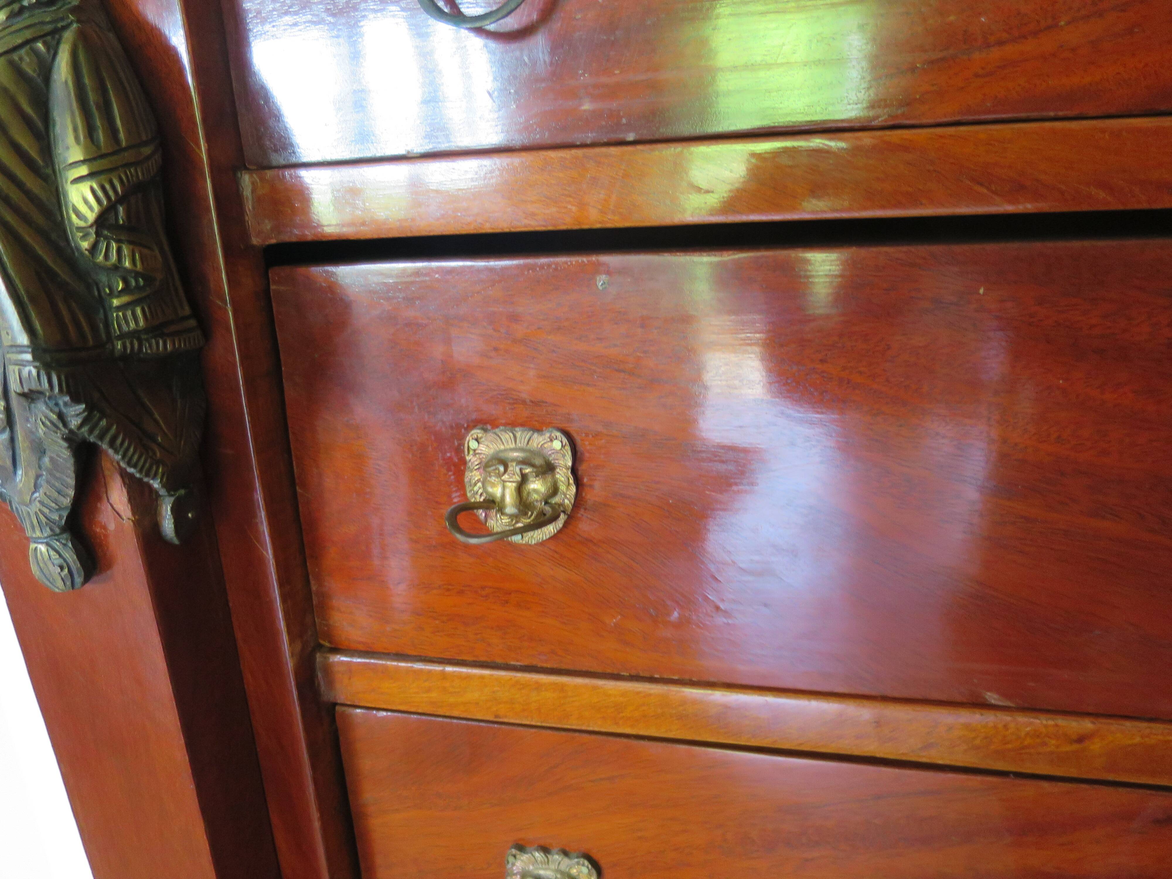 Antique Weekly Planner/Empire Style Commode-Caryatid-Patinated Bronze - 1950