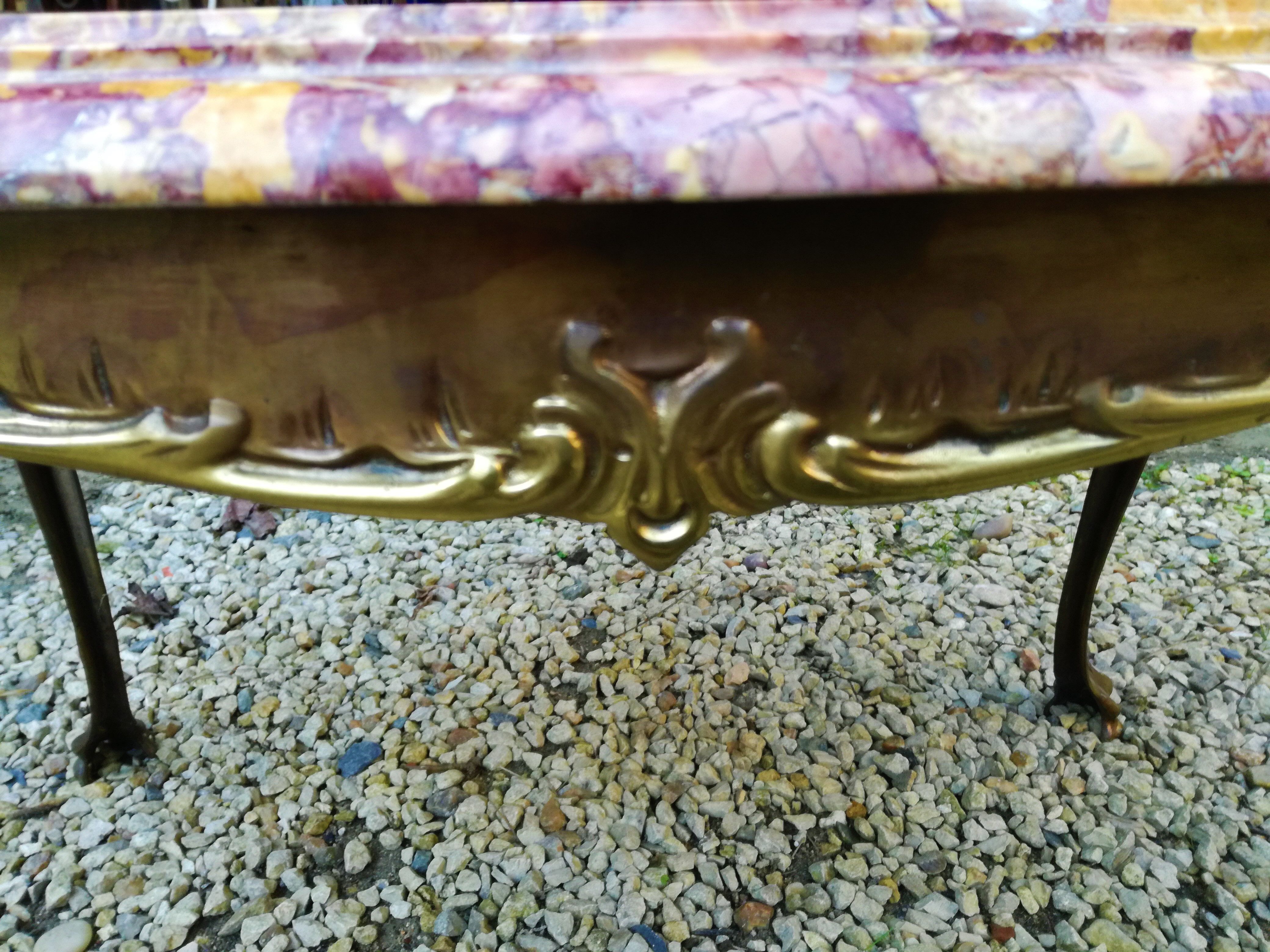 Coffee table Louis XV pink marble