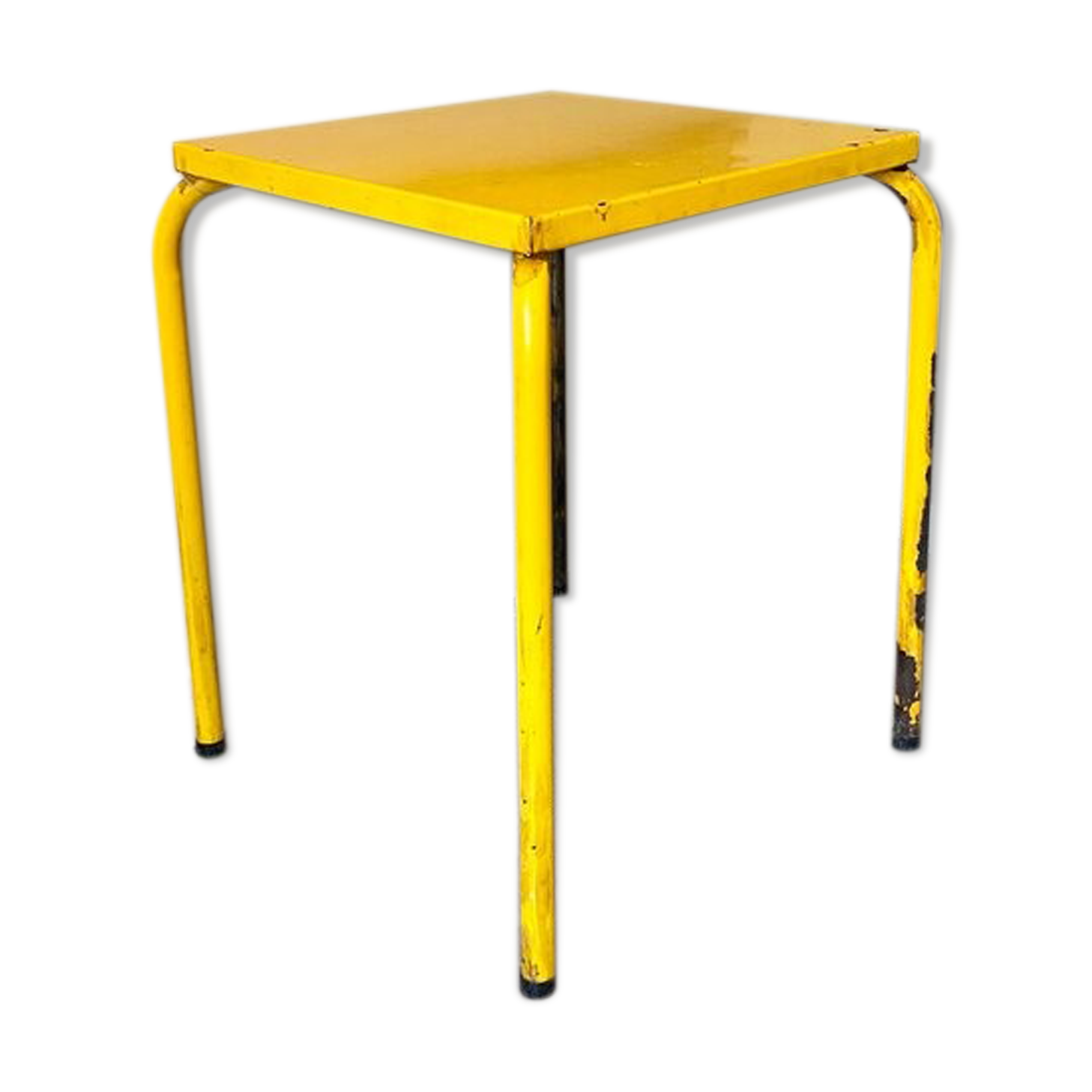 Yellow metal table ☐ 60 x 60 cm