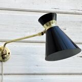 Adjustable stem wall lamp with ball head, diabolo lampshade