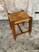 Tabouret Trapèze Ancien Bois + Assise Paille Tressée #D823