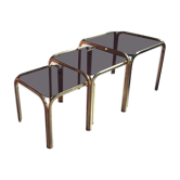 Golden vintage pull-out coffee tables and 70s smoked glass