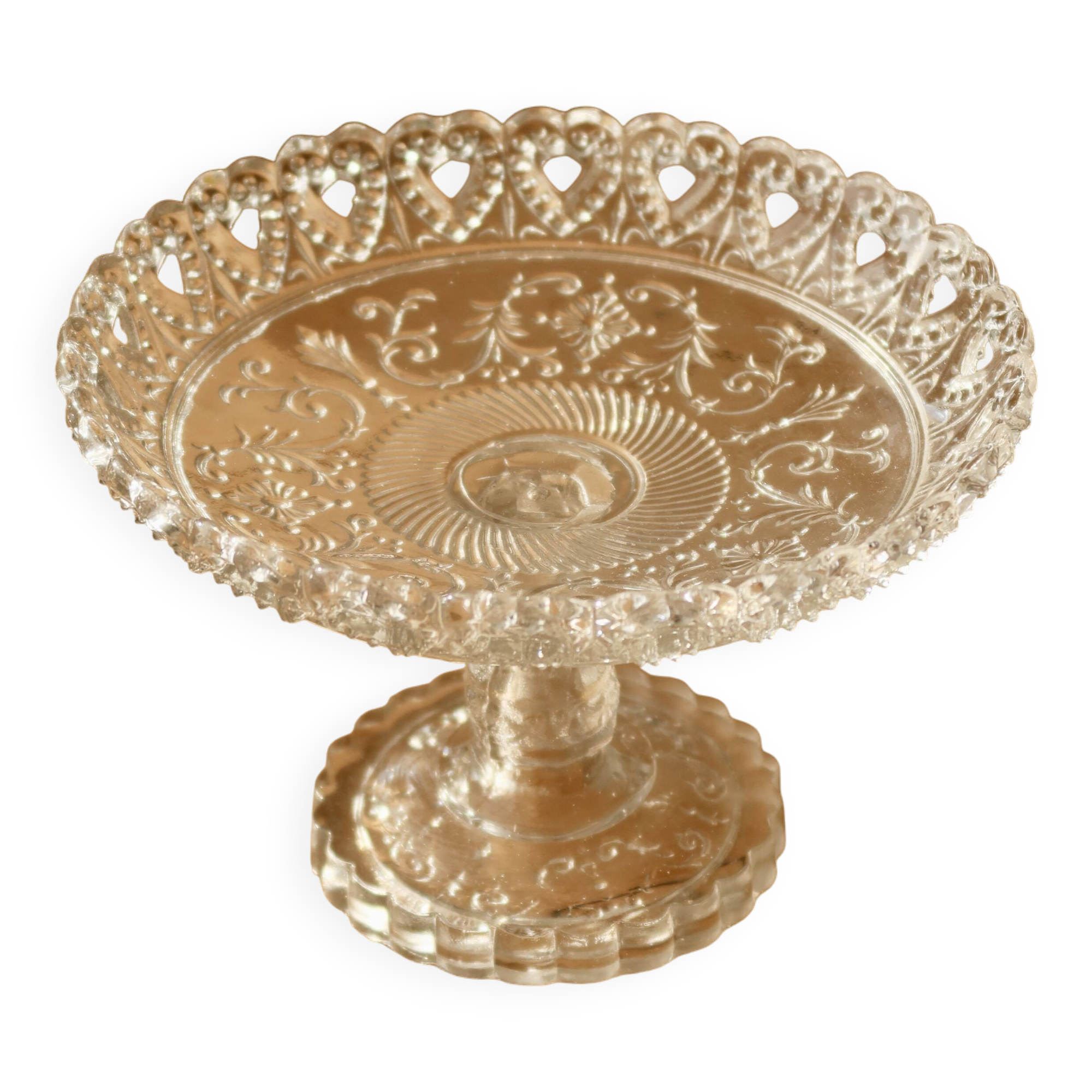 Vintage molded glass compote dish