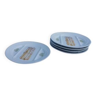 Set of porcelain asparagus plates