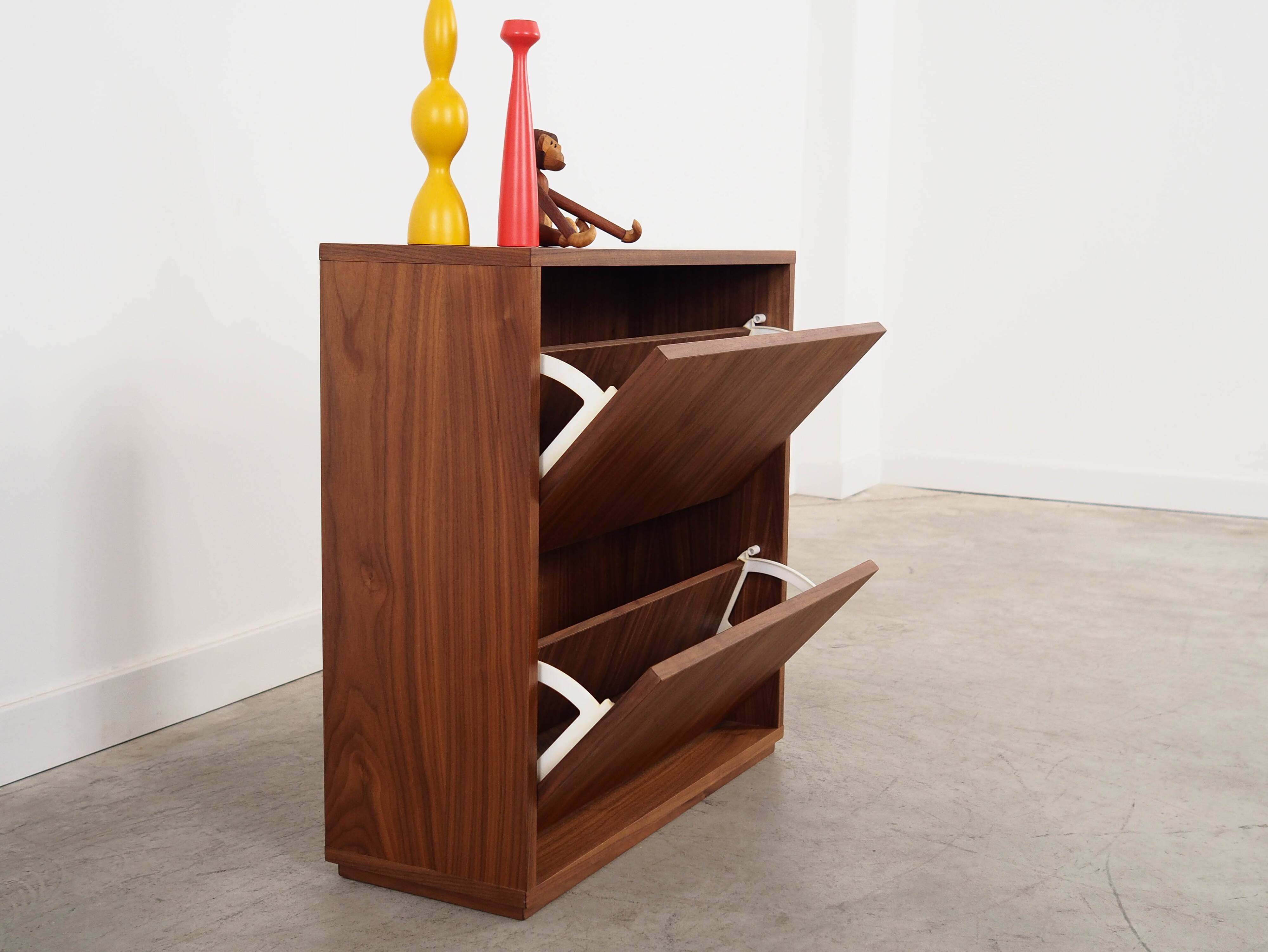 Walnut shoe cabinet, Scandinavian design
