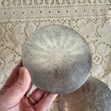 Set of 2 Silver-Plated Metal Coasters for Carafes or Bottles, Swedish