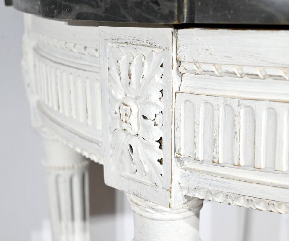 Half-Moon Console in Rechampi Wood, Louis XVI style – Early 19th century