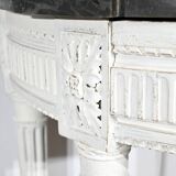 Console demi-lune en bois rechampi, style Louis XVI, début XIXème
