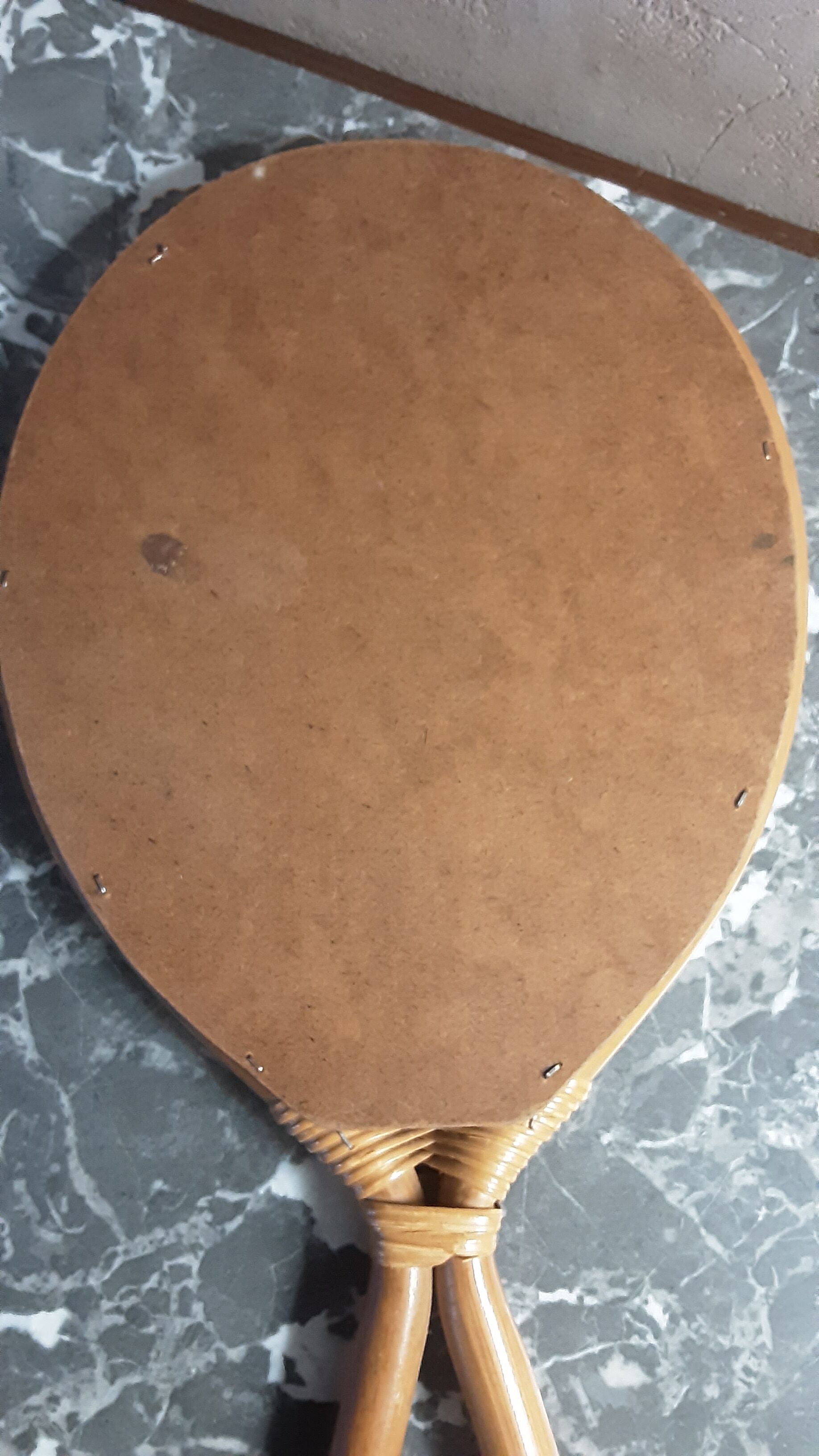 Hand-faced mirror - rattan - year 70